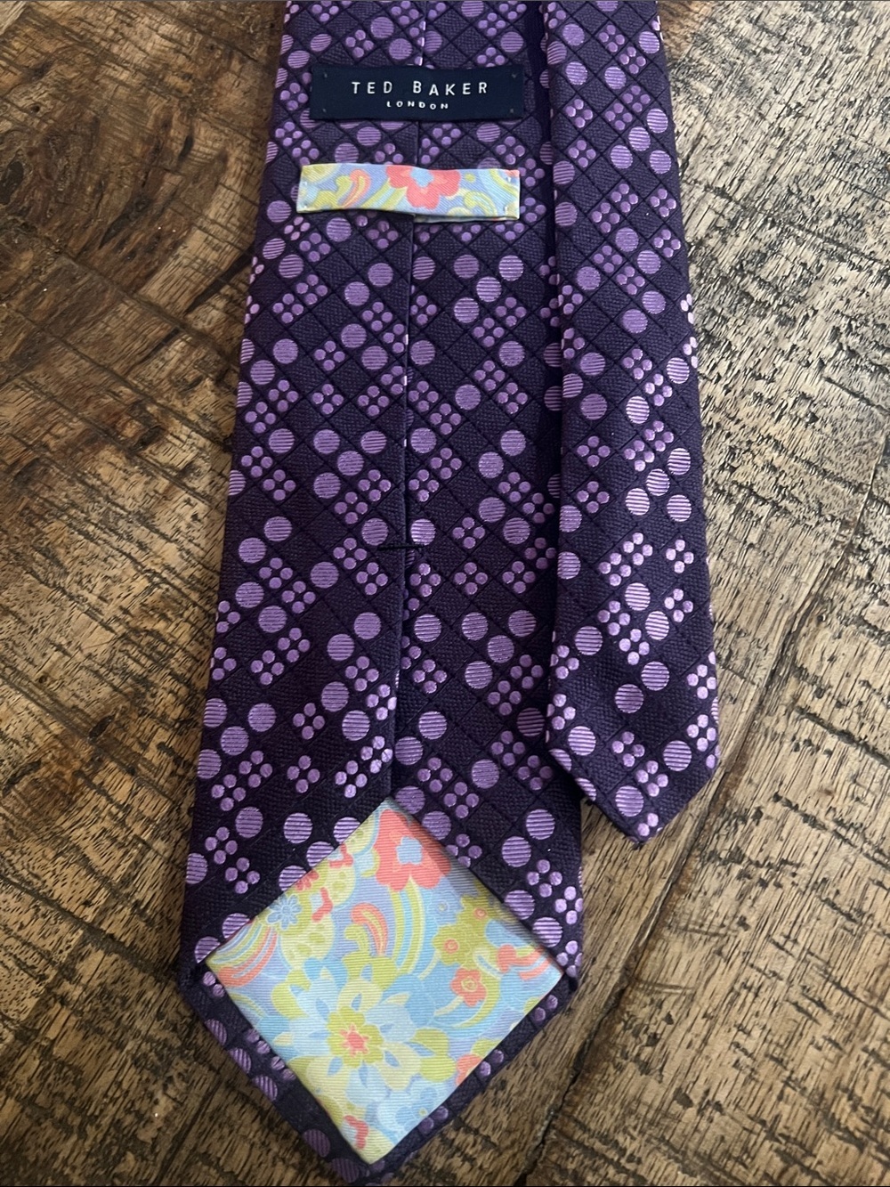 Ted Baker Purple Dot-Pattern Men's Tie - Picture 2 of 4